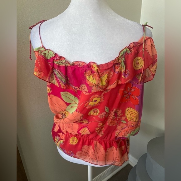 Bob Mackie Silk floral Blouse - Picture 3 of 4